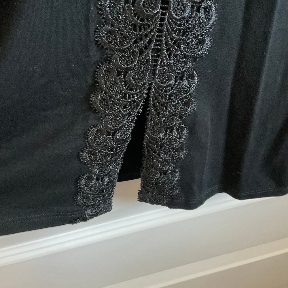 Chico’s Lace‎ Detail Long Sleeve Black Knit Top - Size Large - NEW - Picture 3 of 6